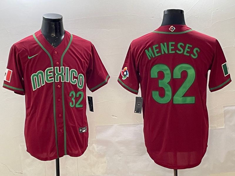 Men 2025 World Cub Mexico #32 Meneses Red Nike MLB Jersey style 2